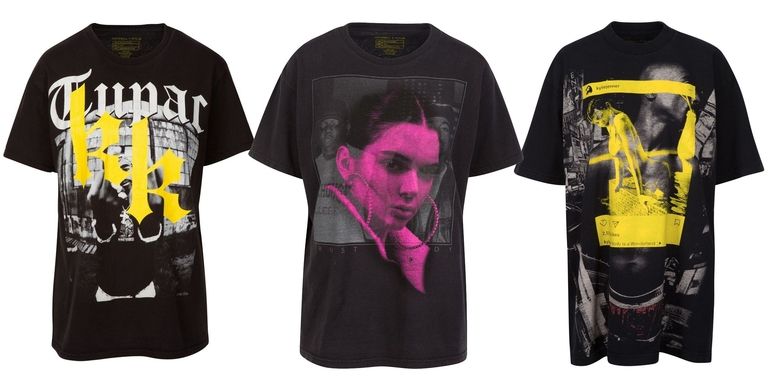 Kendall and Kylie initials superimposed over a Tupac shirt; Kendall