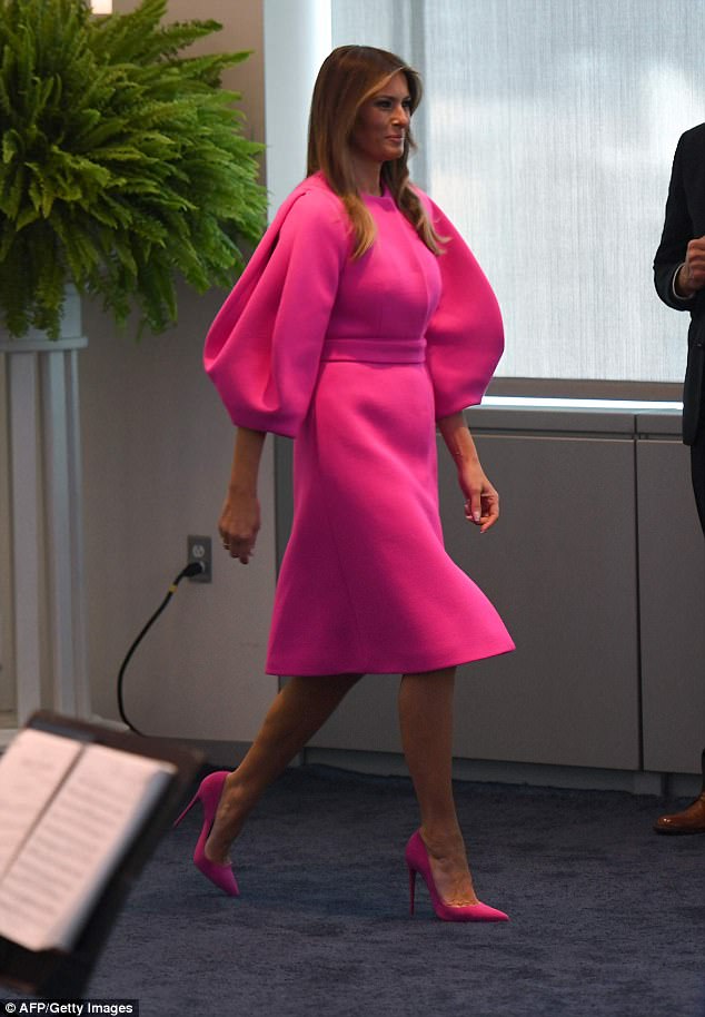 Melania Trump Walk on a pink dress