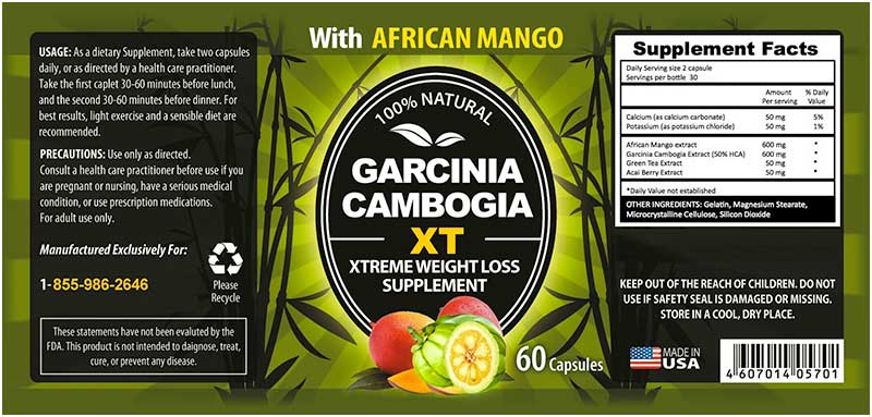 Garcinia Cambogia XT Supplement facts