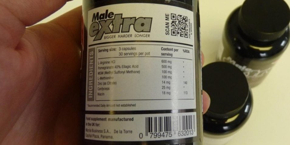 Male Extra supplement facts